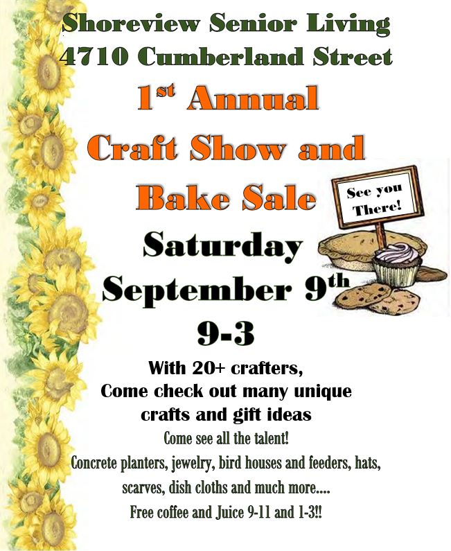 Craft and Bake Sale-Shoreview Senior Living-flyer